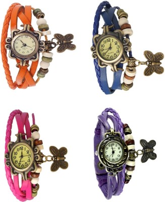 NS18 Vintage Butterfly Rakhi Combo of 4 Orange, Pink, Blue And Purple Analog Watch  - For Women   Watches  (NS18)