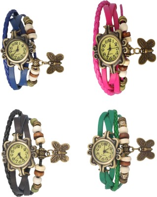 NS18 Vintage Butterfly Rakhi Combo of 4 Blue, Black, Pink And Green Analog Watch  - For Women   Watches  (NS18)
