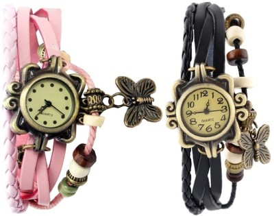 Ravishing Bracelet Black & Pink Analog Watch  - For Girls   Watches  (Ravishing)