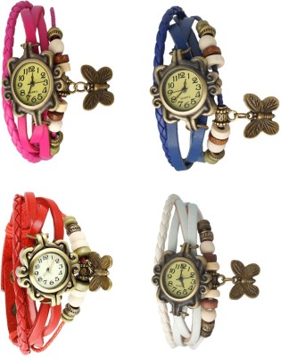 NS18 Vintage Butterfly Rakhi Combo of 4 Pink, Red, Blue And White Analog Watch  - For Women   Watches  (NS18)