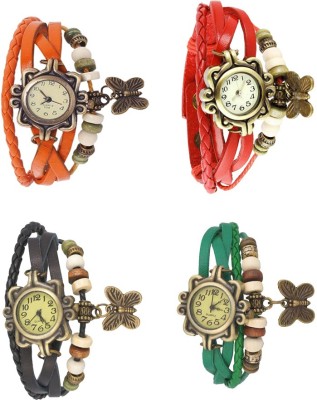 NS18 Vintage Butterfly Rakhi Combo of 4 Orange, Black, Red And Green Analog Watch  - For Women   Watches  (NS18)