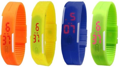 NS18 Silicone Led Magnet Band Combo of 4 Orange, Yellow, Blue And Green Digital Watch  - For Boys & Girls   Watches  (NS18)
