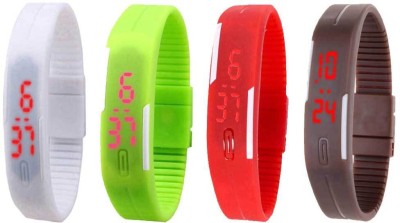 NS18 Silicone Led Magnet Band Combo of 4 White, Green, Red And Brown Digital Watch  - For Boys & Girls   Watches  (NS18)