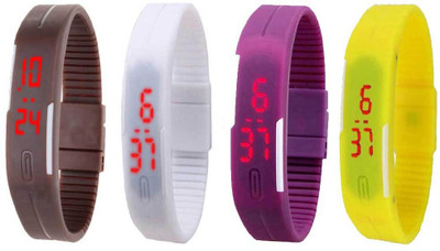 

Kissu Led Magnet Band Combo of 4 Brown, White, Purple And Yellow Watch - For Men & Women