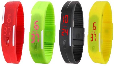 NS18 Silicone Led Magnet Band Combo of 4 Red, Green, Black And Yellow Digital Watch  - For Boys & Girls   Watches  (NS18)
