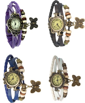 NS18 Vintage Butterfly Rakhi Combo of 4 Purple, Blue, Black And White Analog Watch  - For Women   Watches  (NS18)