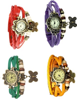 NS18 Vintage Butterfly Rakhi Combo of 4 Red, Green, Purple And Yellow Watch  - For Women   Watches  (NS18)