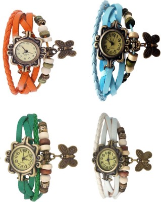 NS18 Vintage Butterfly Rakhi Combo of 4 Orange, Green, Sky Blue And White Analog Watch  - For Women   Watches  (NS18)