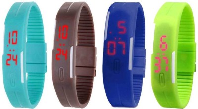 NS18 Silicone Led Magnet Band Combo of 4 Sky Blue, Brown, Blue And Green Digital Watch  - For Boys & Girls   Watches  (NS18)