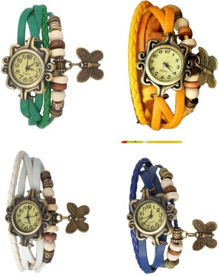 NS18 Vintage Butterfly Rakhi Combo of 4 Green, White, Yellow And Blue Analog Watch  - For Women   Watches  (NS18)