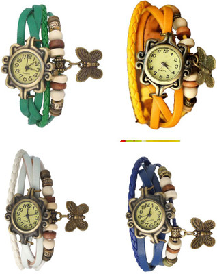 

NS18 Vintage Butterfly Rakhi Combo of 4 Green, White, Yellow And Blue Watch - For Women