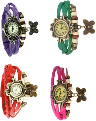 NS18 Vintage Butterfly Rakhi Combo of 4 Purple, Red, Green And Pink Analog Watch  - For Women   Watches  (NS18)