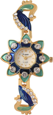 View Xeno GN420 Multicolor Chain Diamond Studded Peacock White Dial Unique Analog Watch  - For Girls Wrist Watches Price Online(Xeno)