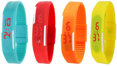 

Kissu Led Magnet Band Combo of 4 Sky Blue, Red, Orange And Yellow Watch - For Men & Women