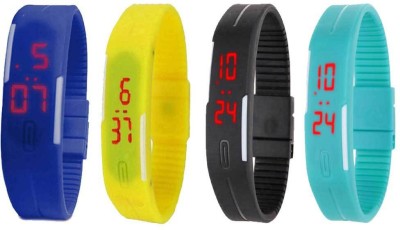 NS18 Silicone Led Magnet Band Watch Combo of 4 Blue, Yellow, Black And Sky Blue Digital Watch  - For Couple   Watches  (NS18)