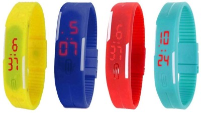 NS18 Silicone Led Magnet Band Watch Combo of 4 Yellow, Blue, Red And Sky Blue Digital Watch  - For Couple   Watches  (NS18)