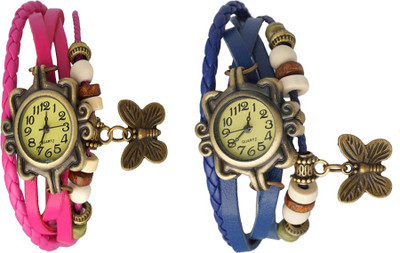 

Kissu Vintage Rakhi Watch Combo of 2 Pink And Blue Watch - For Women