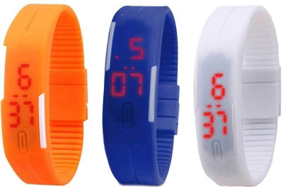 NS18 Silicone Led Magnet Band Combo of 3 Orange, Blue And White Digital Watch  - For Boys & Girls   Watches  (NS18)