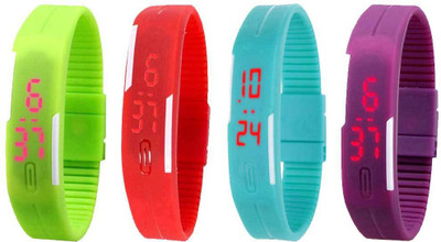 

Kissu Led Magnet Band Combo of 4 Green, Red, Sky Blue And Purple Watch - For Men & Women