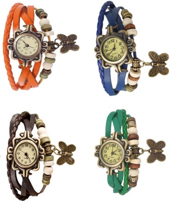 NS18 Vintage Butterfly Rakhi Combo of 4 Orange, Brown, Blue And Green Analog Watch  - For Women   Watches  (NS18)