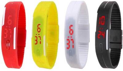 NS18 Silicone Led Magnet Band Combo of 4 Red, White, Yellow And Black Digital Watch  - For Boys & Girls   Watches  (NS18)