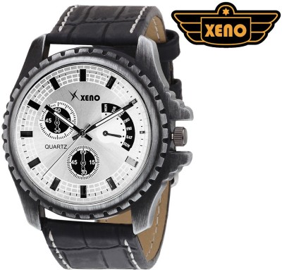 Xeno BN_C9D2_OLD Date Day Chronograph Pattern Black Leather Silver Dial New Look Fashion Stylish Modish Watch  - For Boys   Watches  (Xeno)