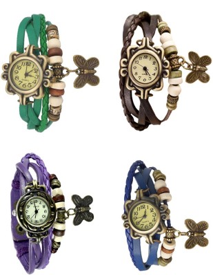 NS18 Vintage Butterfly Rakhi Combo of 4 Green, Purple, Brown And Blue Analog Watch  - For Women   Watches  (NS18)