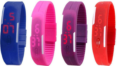 

Kissu Led Magnet Band Combo of 4 Blue, Pink, Purple And Red Watch - For Men & Women