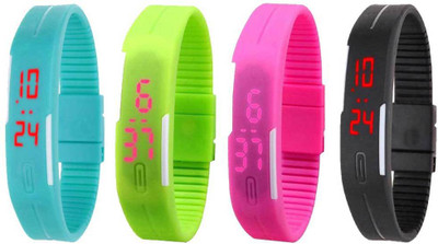 

Kissu Led Magnet Band Combo of 4 Sky Blue, Green, Pink And Black Watch - For Men & Women