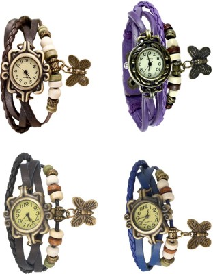 NS18 Vintage Butterfly Rakhi Combo of 4 Brown, Black, Purple And Blue Analog Watch  - For Women   Watches  (NS18)