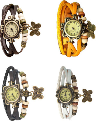 

Kissu Vintage Rakhi Combo of 4 Brown, Black, Yellow And White Watch - For Women