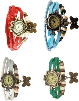 NS18 Vintage Butterfly Rakhi Combo of 4 Red, White, Sky Blue And Green Analog Watch  - For Women   Watches  (NS18)