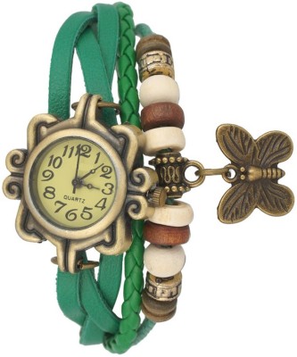 Pappi Boss Unique Designer Vintage Green Leather Bracelet Butterfly Analog Watch  - For Women   Watches  (Pappi Boss)