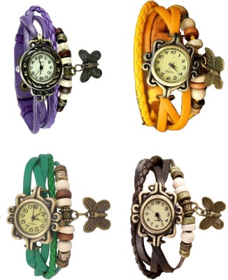 NS18 Vintage Butterfly Rakhi Combo of 4 Purple, Green, Yellow And Brown Analog Watch  - For Women   Watches  (NS18)