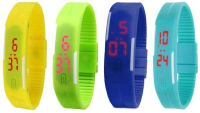 NS18 Silicone Led Magnet Band Watch Combo of 4 Yellow, Green, Blue And Sky Blue Digital Watch  - For Couple   Watches  (NS18)