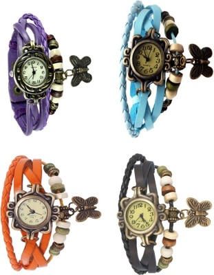 NS18 Vintage Butterfly Rakhi Combo of 4 Purple, Orange, Sky Blue And Black Analog Watch  - For Women   Watches  (NS18)