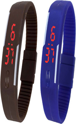 

Twok Combo of Led Band Brown + Blue Watch - For Men & Women