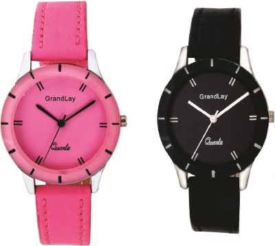 GrandLay GL-1025 Combo Pink & Black Watch  - For Women   Watches  (GrandLay)