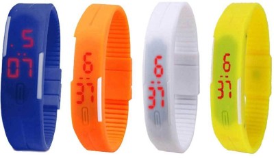 NS18 Silicone Led Magnet Band Combo of 4 Blue, Orange, White And Yellow Digital Watch  - For Boys & Girls   Watches  (NS18)