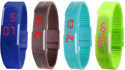 NS18 Silicone Led Magnet Band Combo of 4 Orange, Brown, Sky Blue And Green Digital Watch  - For Boys & Girls   Watches  (NS18)