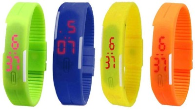 NS18 Silicone Led Magnet Band Combo of 4 Green, Blue, Yellow And Orange Digital Watch  - For Boys & Girls   Watches  (NS18)