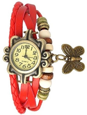 Pappi Boss Red Leather Bracelet Butterfly Analog Watch  - For Women   Watches  (Pappi Boss)