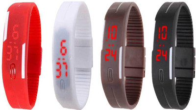 

Kissu Led Magnet Band Combo of 4 Red, White, Brown And Black Watch - For Men & Women