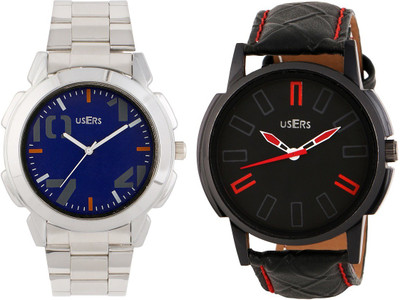 

Users Metal & Leather Duo IndexL Watch - For Men