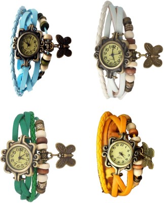 NS18 Vintage Butterfly Rakhi Combo of 4 Sky Blue, Green, White And Yellow Analog Watch  - For Women   Watches  (NS18)