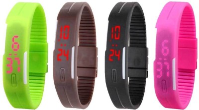 NS18 Silicone Led Magnet Band Combo of 4 Green, Brown, Black And Pink Digital Watch  - For Boys & Girls   Watches  (NS18)