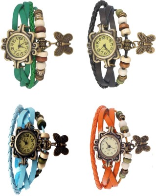 NS18 Vintage Butterfly Rakhi Combo of 4 Green, Sky Blue, Black And Orange Analog Watch  - For Women   Watches  (NS18)