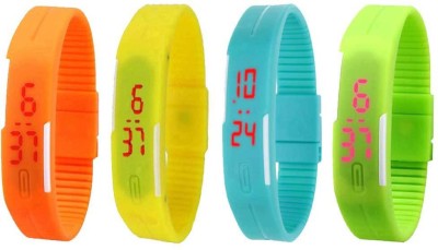 NS18 Silicone Led Magnet Band Combo of 4 Orange, Yellow, Sky Blue And Green Digital Watch  - For Boys & Girls   Watches  (NS18)