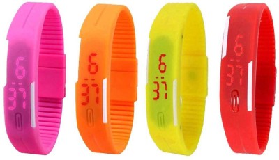 NS18 Silicone Led Magnet Band Watch Combo of 4 Pink, Orange, Yellow And Red Digital Watch  - For Couple   Watches  (NS18)