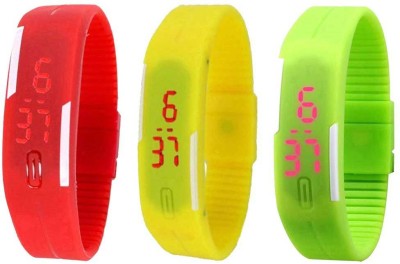 NS18 Silicone Led Magnet Band Combo of 3 Red, Yellow And Green Digital Watch  - For Boys & Girls   Watches  (NS18)